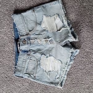 Express high-waisted jean shorts